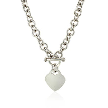 Load image into Gallery viewer, Sterling Silver Rolo Chain with a Heart Toggle Charm and Rhodium Plating