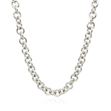 Load image into Gallery viewer, Sterling Silver Rhodium Plated Rolo Chain Necklace with a Heart Toggle Charm
