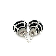 Load image into Gallery viewer, 14k White Gold 8.0mm Round Black CZ Stud Earrings