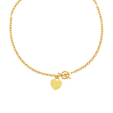 Load image into Gallery viewer, Toggle Necklace with Heart Charm in 14k Yellow Gold