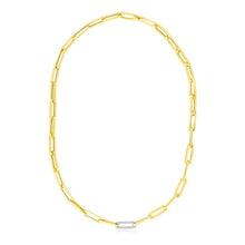 Load image into Gallery viewer, 14k Yellow Gold Paperclip Chain Necklace with Diamond Link