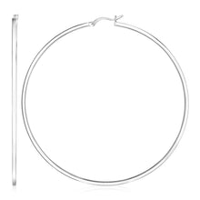 Load image into Gallery viewer, Sterling Silver Large Rectangular Profile Polished Hoop Earrings