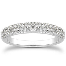 将图片加载到图库查看器,14k White Gold Triple Multi-Row Micro- Pave Diamond Wedding Ring Band