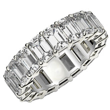 Load image into Gallery viewer, Emerald Cut Lab Grown Diamond Eternity Ring in 14k White Gold (8 cttw FG/VS2)