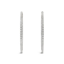 Load image into Gallery viewer, 14k White Gold Slim Two Sided Diamond Hoop Earrings (1 1/2 cttw)
