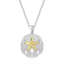 Load image into Gallery viewer, Designer Sterling Silver and 14k Yellow Gold Sand Dollar Pendant