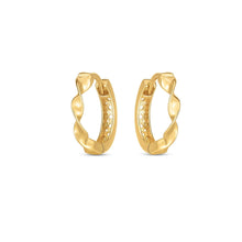 将图片加载到图库查看器,14k Yellow Gold Twist Huggie Hoops