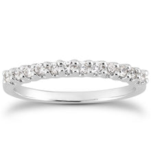 将图片加载到图库查看器,14k White Gold Fancy U Setting Shared Prong Diamond Wedding Ring Band