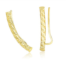 Load image into Gallery viewer, 14k Yellow Gold Curved Tube Earrings with Diamond Cuts
