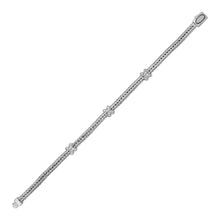 Load image into Gallery viewer, Woven Rope Bracelet with White Sapphire X Accents in Sterling Silver