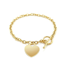 将图片加载到图库查看器,Toggle Bracelet with Heart Charm in 14k Yellow Gold