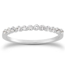 将图片加载到图库查看器,14k White Gold Floating Diamond Single Shared Prong Wedding Ring Band