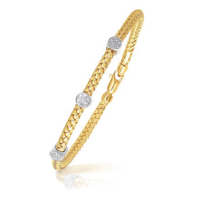 Load image into Gallery viewer, 14k Two-Tone Gold Diamond Accent Station Basket Weave Bracelet