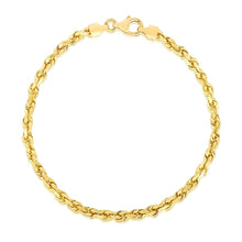 将图片加载到图库查看器,4.0mm 14k Yellow Gold Solid Diamond Cut Rope Bracelet