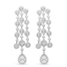 Load image into Gallery viewer, 18K White Gold 4 3/4 Cttw Diamond Double Teardrop Waterfall Dangle Earrings (H-I Color, VS1-VS2 Clarity)