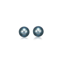 Load image into Gallery viewer, 14k Yellow Gold Cultured Black Pearl Stud Earrings (6.0 mm)