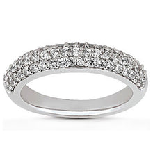 Load image into Gallery viewer, 14k White Gold Triple Multi-Row Micro- Pave Diamond Wedding Ring Band