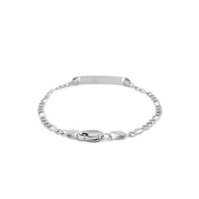Load image into Gallery viewer, 14k White Gold Figaro Chain Fancy Children's ID Bracelet