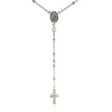 Load image into Gallery viewer, Fine Rosary Chain and Bead Necklace in Sterling Silver
