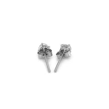 Load image into Gallery viewer, 14k White Gold 3mm Faceted White Cubic Zirconia Stud Earrings