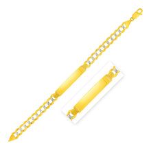 Load image into Gallery viewer, 14k Two Tone Gold 8 1/2 inch Mens Curb Chain ID Bracelet with White Pave
