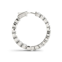 Load image into Gallery viewer, 14k White Gold Two Sided Prong Set Diamond Hoop Earrings (3 1/2 cttw)