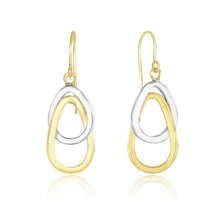 Load image into Gallery viewer, 14k Two-Tone Gold Interlaced Open Teardrop Drop Earrings