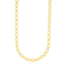 Load image into Gallery viewer, 14k Two-Tone Gold Multi-Textured Oval Link Fancy Necklace