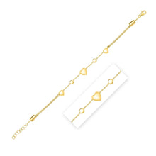 Load image into Gallery viewer, 14k Yellow Gold Puff Heart Adjustable Anklet
