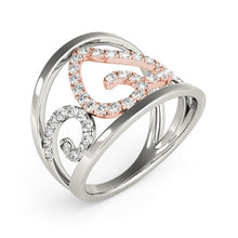 Load image into Gallery viewer, Heart Motif Filigree Style Diamond Ring in 14k White And Rose Gold (1/4 cttw)