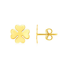 Load image into Gallery viewer, 14K Yellow Gold Four Leaf Clover Earrings