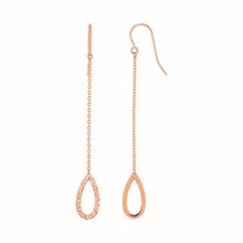 Load image into Gallery viewer, Textured Pear Shaped Long Drop Earrings in 14k Rose Gold