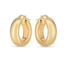将图片加载到图库查看器,14k Yellow Gold Medium Puffy Hoops