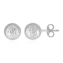 Load image into Gallery viewer, 14k White Gold Ball Earrings with Crystal Cut Texture