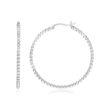 将图片加载到图库查看器,Sterling Silver Round Hoop Earrings with Beaded Texture