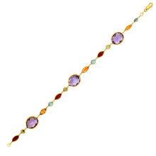 Load image into Gallery viewer, 14k Yellow Gold Bracelet with Multi-Colored Stones