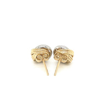 Load image into Gallery viewer, 14k Two-Tone Gold Multi-Textured Open Circle Style Entwined Earrings