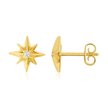 Load image into Gallery viewer, 14K Yellow Gold High Polish North Star Diamond Earrings