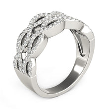 Load image into Gallery viewer, Diamond Studded Double Interlocking Waves Ring in 14k White Gold (5/8 cttw)