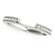 Load image into Gallery viewer, 14k White Gold Curved Section Antique Style Diamond Wedding Band (1/8 cttw)