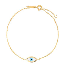 Load image into Gallery viewer, 14k Yellow Gold MOP Evil Eye Bracelet (1.00 mm)