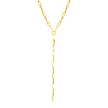 Load image into Gallery viewer, 14k Yellow Gold Paperclip Chain Lariat Necklace