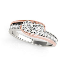 Load image into Gallery viewer, Two Stone Diamond Ring in 14k White And Rose Gold (3/4 cttw)