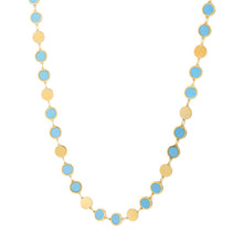 将图片加载到图库查看器,14k Yellow Gold Turquoise Geometric Mirror Gem Chain Necklace (5.00 mm)