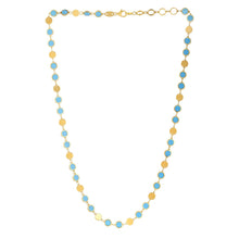 将图片加载到图库查看器,14k Yellow Gold Turquoise Geometric Mirror Gem Chain Necklace (5.00 mm)