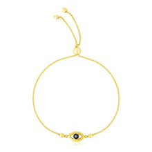 将图片加载到图库查看器,14k Yellow Gold Adjustable Evil Eye Bracelet