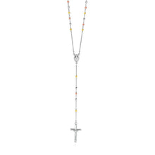 Load image into Gallery viewer, Three Toned Rosary Chain and Bead Necklace in Sterling Silver
