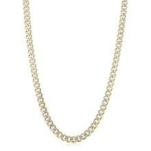 将图片加载到图库查看器,14k Yellow Gold White Pave High Polish Modern Lite Miami Cuban Chain (8.0mm)