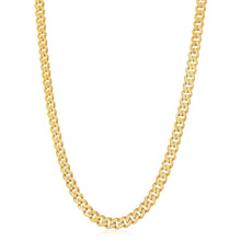 将图片加载到图库查看器,14k Yellow Gold White Pave High Polish Modern Lite Miami Cuban Chain (8.0mm)