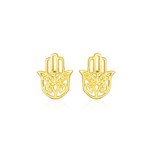 Load image into Gallery viewer, 14k Yellow Gold Polished Hand of Hamsa Post Earrings